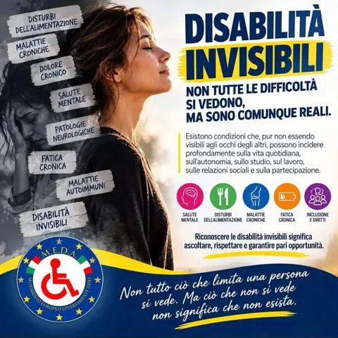Grafica della campagna M.E.D.A. «Disabilità invisibili»