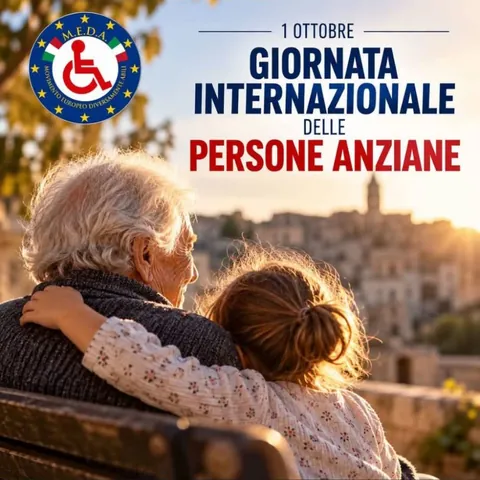 Grafica della campagna M.E.D.A. «1 ottobre, Giornata internazionale delle persone anziane»